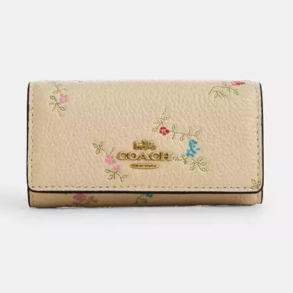 Coach Six Ring Leather Key Case in Antique Floral Print - Picture 1 of 11